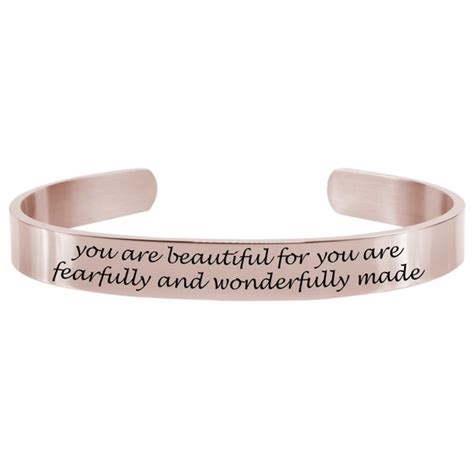 Pink Box Solid Stainless Steel 8mm Inspirational Cuff Bracelet in 